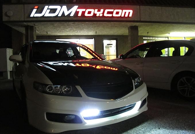 iJDMTOY Xenon White 18W High Power LED Daytime Running Light Kit w/Relay Wire Harness, Universal Fit Compatible with Car, Truck, SUV, etc