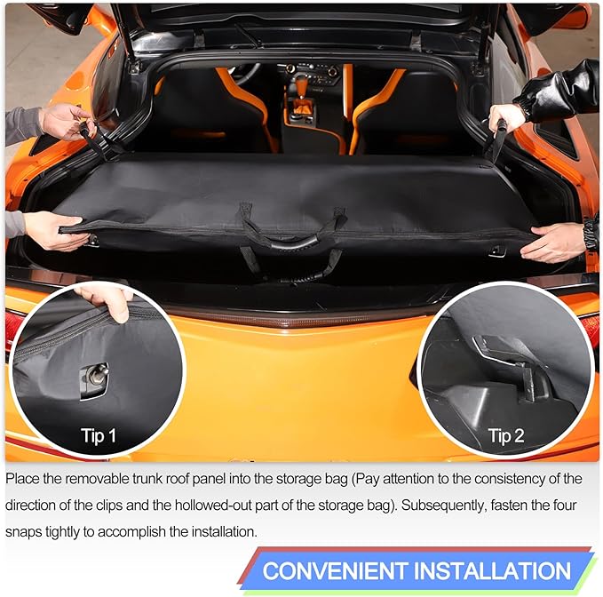 Targa Top Roof Panel Protection Storage Cover Bag for Chevrolet Corvette C7 2014 2015 2016 2017 2018 2019 Coupe, Removable Trunk Roof Panel Storage Bag, Hard Top Rooftop Organizer Accessories 23148691