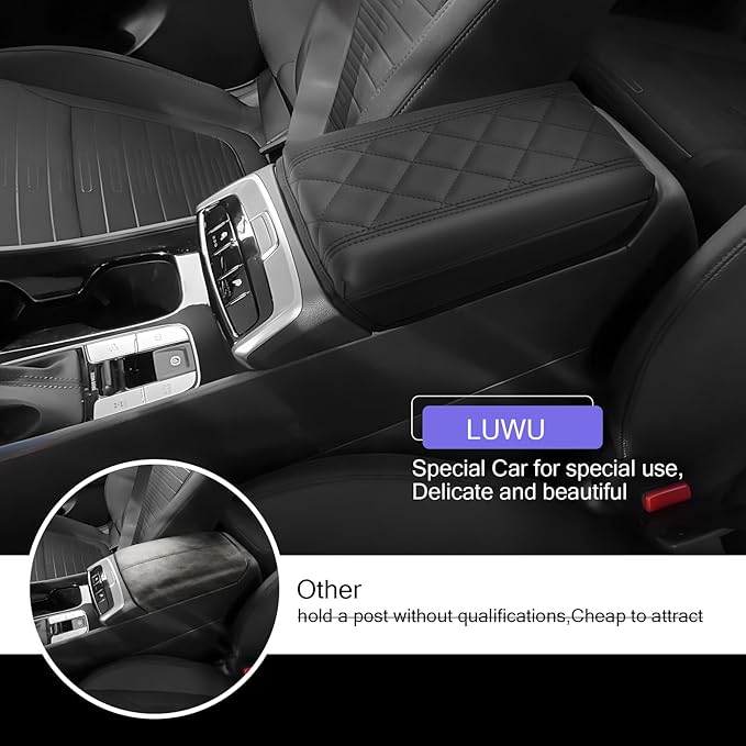 LUWU 2025 2026 Santa Cruz Center Console Cover Compatible with 2022 2023 2024 2025 2026 Santa Cruz Accessories Armrest Cover Center Console Pad Armrest Console Cover (Thick Black)