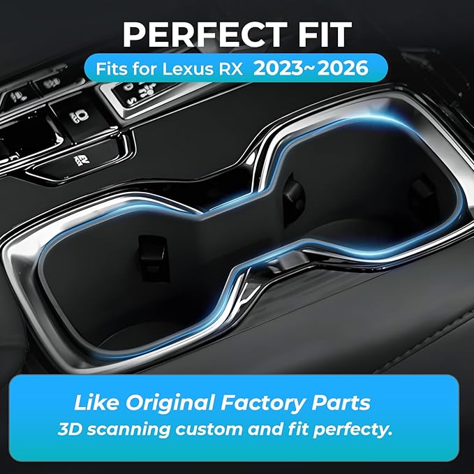 Center Console Cup Holder Inserts for Lexus RX 2025 2024 2023, TPE Interior Accessories Cup Holder Cover for Lexus RX 350 350h 550h 450h+, Black