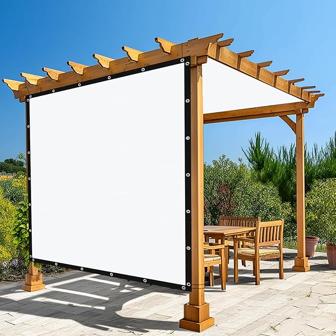 Amagenix 90% Pergola Shade Cover 6' X 20' Sun Shade Cloth with Grommets for Outdoor Garden Patio Porch, Commercial Grade 200 GSM - Cable Zip Ties Included (We Customized) GN108, White