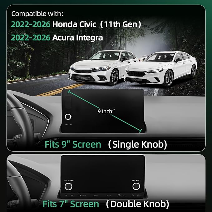 Phone Mount for Honda Civic (11th Gen,2022-2025 2026) & Acura Integra (7"/9" Screen),15W Wireless Car Charger, Magnetic Phone Holder, 360° Rotating,Hands Free,Storage Box,New Car Essentials,2023 2024