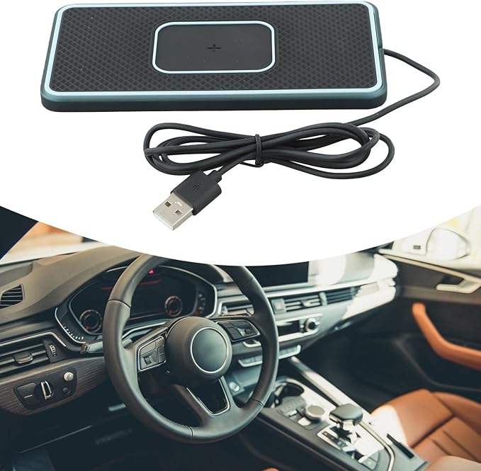 Wireless Charging Pad For Car, 15W Non-Slip Fast Charging With LED Light Silicone Pad Phone Charger, Compatible With Multiple Smartphones(100CM USB)