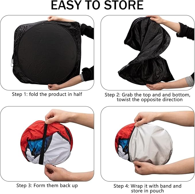 Car Windshield Sun Shade, Funny Eyes Sun Visor, Wear-Resistant Black Tape, Foldable 160x86cm/63x33.86inch