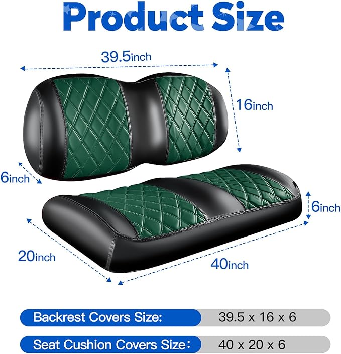 NOKINS Golf Cart Seat Covers Fit Club Car Precedent/Tempo/Onward Premium Front Seat Cushion, Golf Cart Vinyl Leather Diamond Seat Covers, Soft/Scratch-Resistant/No Stapler Needed