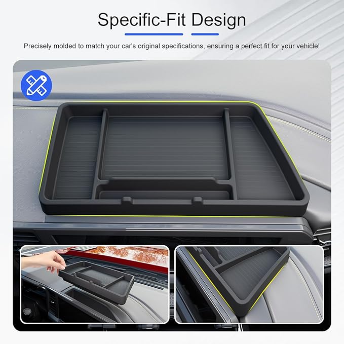 Dashboard Storage Organizer Compatible with 2022-2026 Chevy Silverado GMC Sierra 1500 2024-2026 2500HD 3500HD Silicone Storage Tray Replacement for 2022-2026 Chevy Silverado Accessories