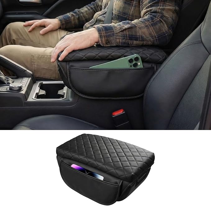 for 2024 2025 Toyota Tacoma Center Console Cover Armrest Cover for Tacoma Accessories 2026 Armrest Cushion Pad Leather Middle Console Lids Cover Seat Box Protector Anti-Scratch