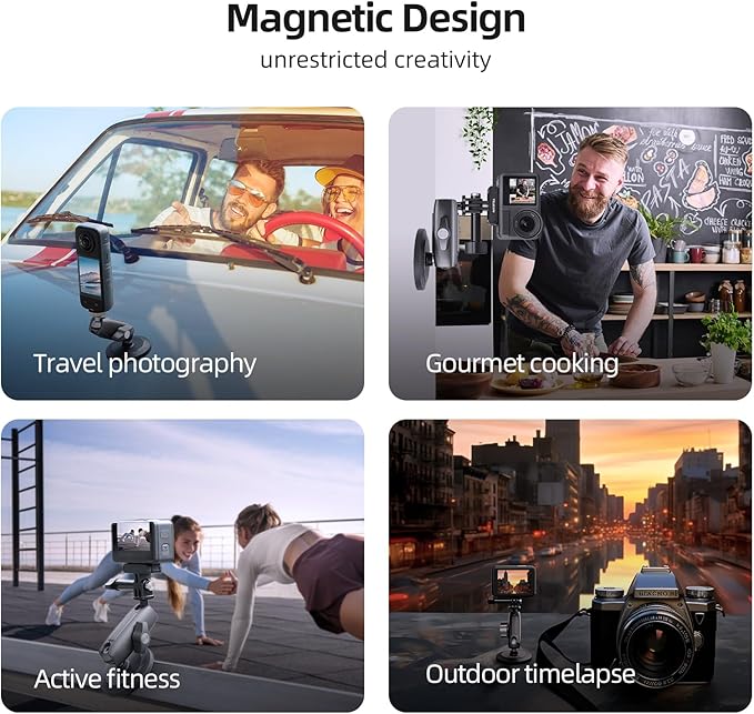TELESIN Magnetic Mount Magnet Metal Mounts for Action Camera, 360 Quick Car Holder Attachment for GoPro Max hero 13 12 11 10 9 Insta360 X5 X4 DJI Action 6 5 Pro 4 Osmo nano Pocket 3 Mounting Accessory