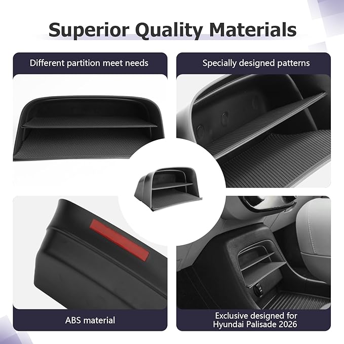LUWU Center Console Organizer Compatible with 2026 Hyundai Palisade Calligraphy Accessories Armrest Console Organizer 2026 Palisade Front Center Under Screen Storage Tray (ONLY for 7-Seat)