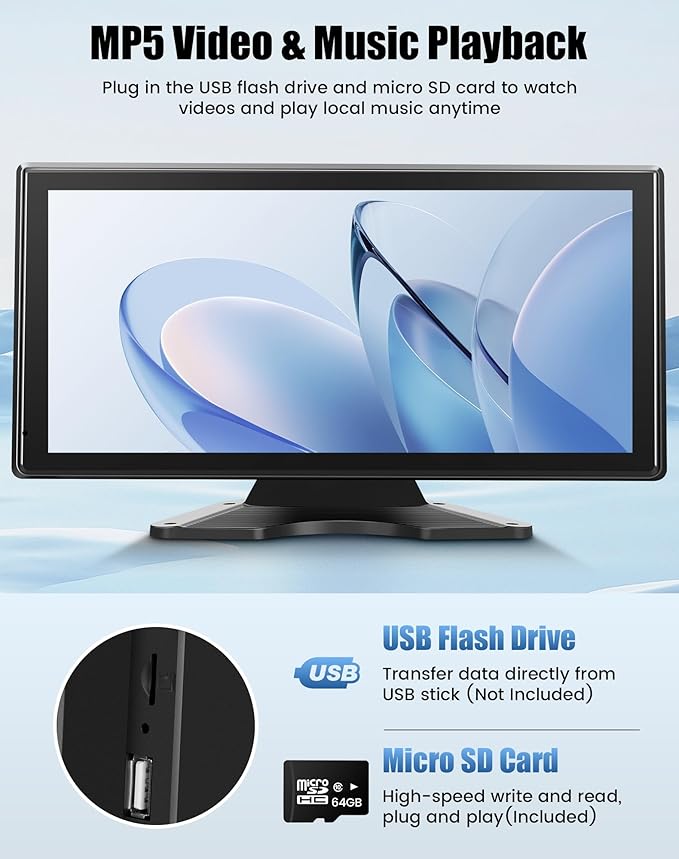 10.36" Wired Backup Camera System for Truck RV Trailer, 5 Channel Dash Cam with 5 1080P Cameras, Touch Screen Monitor, No Delay Signal, DVR Loop Recording, Smart BSD Alerts, IP69 Waterproof, 64GB