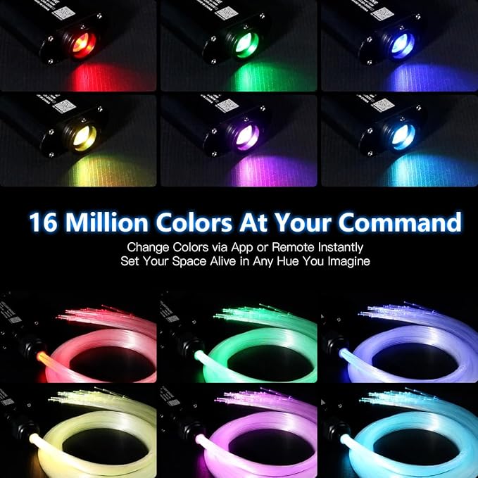 Upgraded 16W Starlight Headliner Kit LED Star Ceiling Stars Fiber Optic Lights Kit 450pcs Sound Activate APP/Remote Control 0.03in 6.5ft Fiber Strands Small Size Star Lights for Car/Home/Party