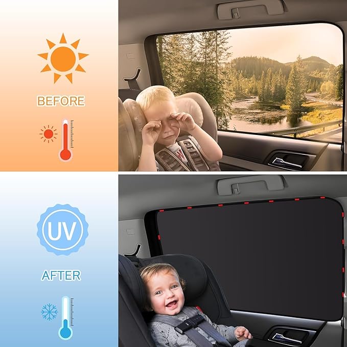 ZATOOTO Car Window Shade for Baby Car Privacy Shades Full Blackout Car Window Covers for Back Window Magnetic Side Window Shade Universal Cool Down Your Car Great for Traveling, Camping Privacy