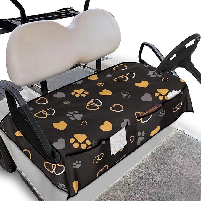 Biyejit Golf Cart Seat Covers with 4 Pockets Golf Cart Seat Towel Blanket Fits 2-Seat Golf Carts, Golf Cart Accessories