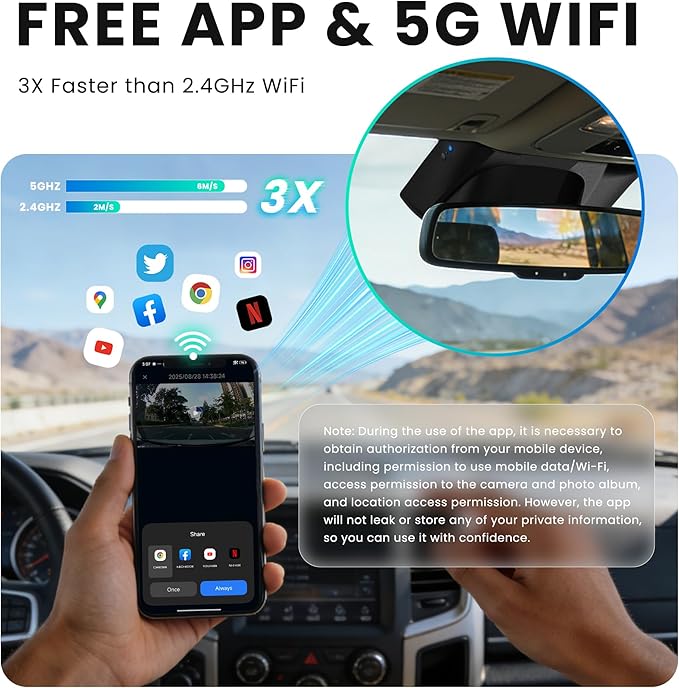QHI 4K Dash Cam Fit Dodge RAM 1500(2019-2024), Hidden OEM Style, 4K Front & 1080P Rear Camera, 128GB EMMC, 24H Parking Mode, GPS & CPL, for Rebel Big Horn Laramie (S87D Front 4K and Rear 1080P)