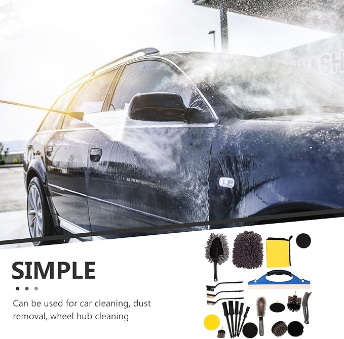 Luxshiny 23pcs Car Detailing Brush Kit with Wheel and Tire Cleaning Brushes Car Interior Duster Set for Dashboard Vents and Exterior Cleaning Multipurpose Automotive Wash Tools and Suvs
