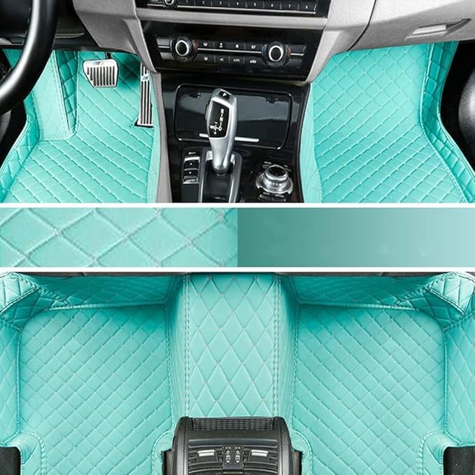 Yaruicar Custom Personalized Floor Mats for Cars Luxury Full Coverage All Car Floor Mats Anti-Slip Leather Car Mat Set Trucks & SUVs Trucks Automotive Floor Mats Liners (3D-Light Blue)