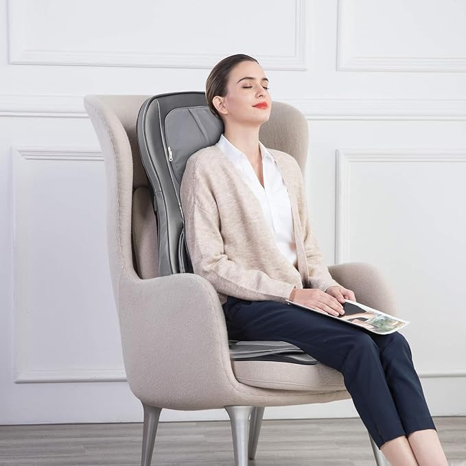 COMFIER Massager Chair with Heat, Shiatsu Neck Back Massager Portable with Compression & Rolling,Massage Chair Pad for Neck & Back for Muscle Tension Relief