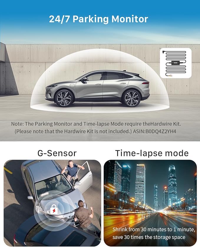 KAWA 2K Dash Cam for Cars with Voice Control - Stealth Display Tiny Dashcam Front Included 32GB Micro SD Card, Super Night Vision, 1296P QHD, G-Sensor, Built in WiFi & App Car Camera