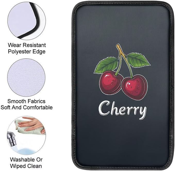 Dreaweet Car Center Console Cover Cute Cherry Car Accessories Arm Rest Cover Pad Comfort Anti-Scratch Middle Console Cover Universal Fits for SUV Trucks Sedan
