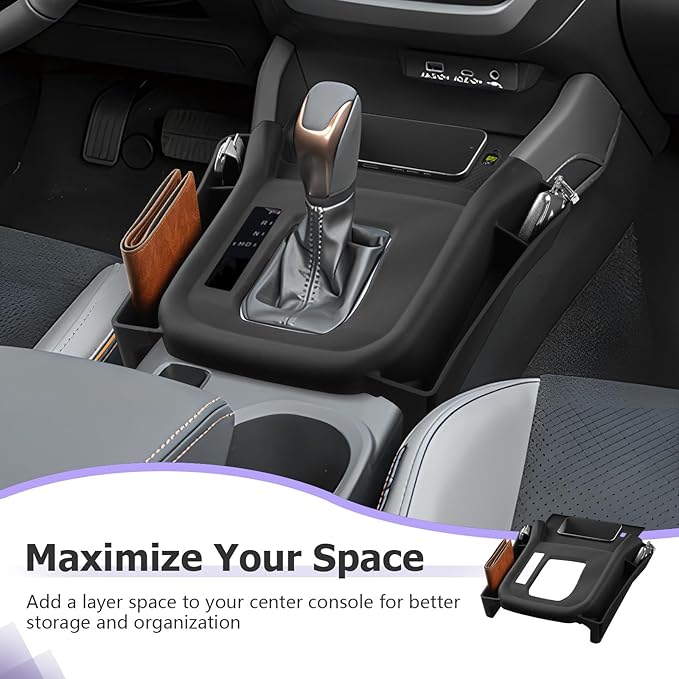 Center Console Organizer Side Pockets Fit for 2025 2026 Subaru Forester Accessories Gear Shift Cover Organizer Seat Gap Storage Box Wireless Charging Silicone Protective Pad (Not for Base & Wildness)