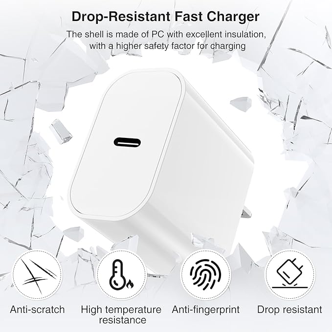 iPhone 17 16 15 Fast Charger 10ft, USB C Charging Block and Long Type C to C Cable Cord, iPad Wall Plug Power Adapter Cube Brick for Apple iPhone 17 Pro Max/17 Air/16 e/16 Pro/15 Plus/15 Mini/Samsung