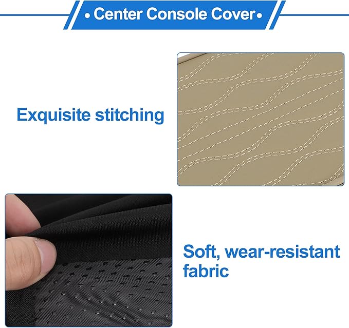Center Console Cushion Pad 12.59"x6.69" Center Console Cover Armrest Seat Box Cover Faux Leather Beige