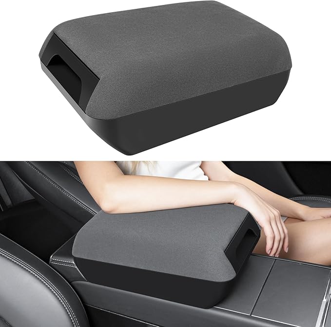 Armrest Box Cover for 2026 Tesla Model Y Juniper [Elevated] Soft Felt Center Console Armrest Cover Cushion for 2025-2026 New Model Y & 2024-2026 Model 3(Standard, Premium & Performance)