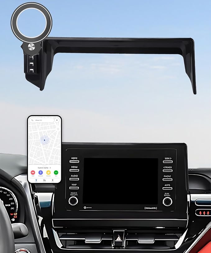 Car Phone Holder for 2021-2024 Toyota Camry Accessories Apply to 7 Inch Touch Screen Fixed Clip Magnetic Cell Phone Mount Hands-Free 360 Degree Rotation