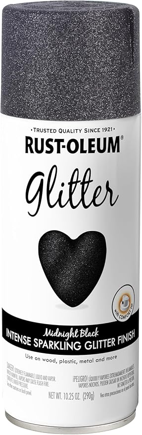 Rust-Oleum 299424 Specialty Glitter Spray Paint, 10.25 Oz, Midnight Black