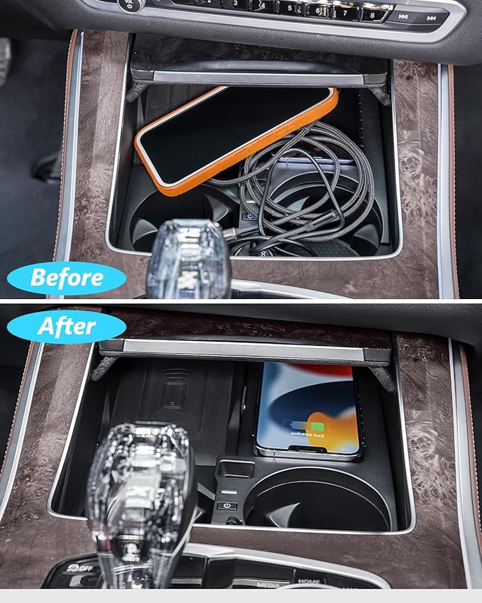 Wireless Charger for BMW X5 Accessories 2024 2023 2022 2021 2020,for BMW X6 X7 X5M X6M 2020-2024,for BMW X6 Wireless Charger Center Console Organizer for BMW X7 Accessories 2020-2024