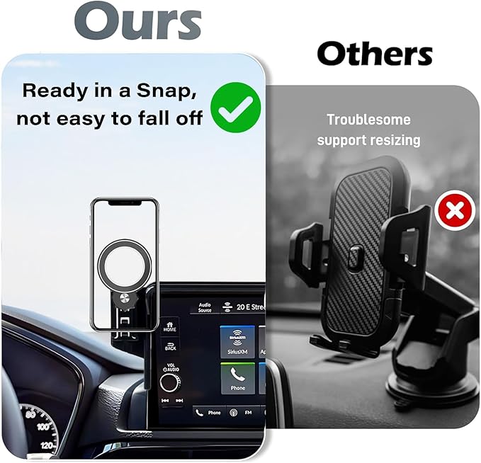 Magnetic Car Phone Holder for 2023 2024 2025 2026 Honda Pilot Accessories Apply to 7/9 Inch Touch Screen Fixed Clip MagSafe Passenger Cell Phone Mount Hands-Free 360 Degree Rotation