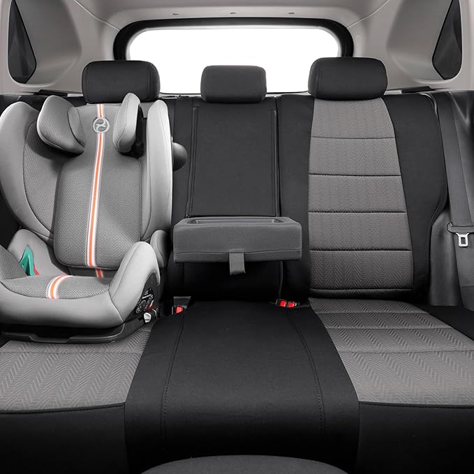 coverdream Rav4 Seat Covers Custom Fit for 2019-2024 2025 Toyota Rav4 LE,XLE,XLE Premium,Limited,Full Coverage Polyester Car Seat Protector(Full Set,Black & Gray)