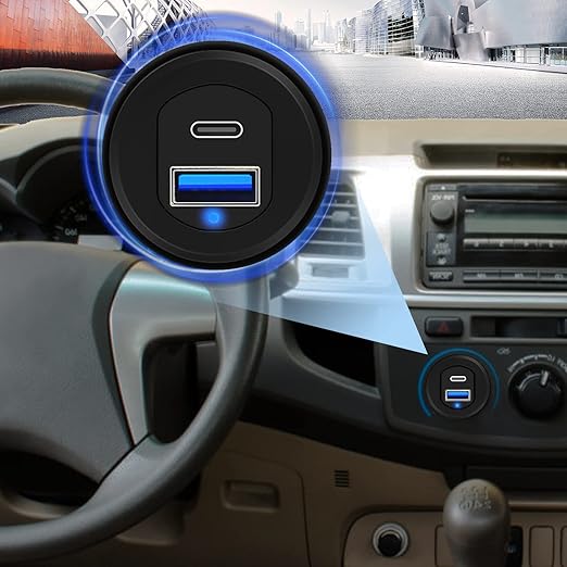 Type C 3.1 & USB 3.0 Car USB Port Mount Flush Cable Male to Female, Dashboard Panel Extension Cable for Car Boat Motorcycle with LED Indicator (3 feet)