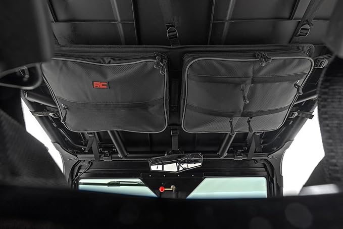 Rough Country Overhead Roof Storage Bag for Polaris RZR & Can-Am Defender MAX – 1680D Water-Resistant UTV Roof Cargo Bag