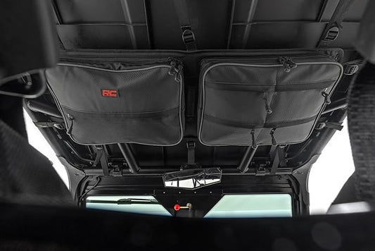 Rough Country Overhead Roof Storage Bag for Polaris RZR & Can-Am Defender MAX – 1680D Water-Resistant UTV Roof Cargo Bag