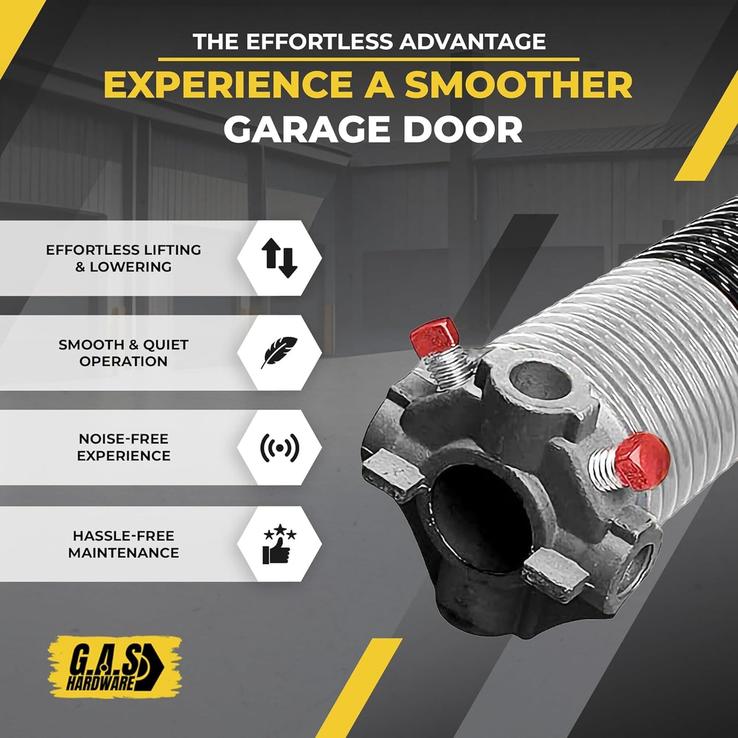 Garage Door Torsion Spring 218x1.75x24 Includes 1” Steel Bearing, Non-Slip Gloves, and Winding Bars for Left Side of Garage Door Precision E-Coating 5-Year Warranty Min. 30,000 Cycles (Red Cone)