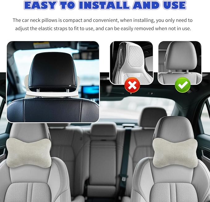2PCS Car Headrest Pillow,Soft & Comfortable Car Neck Pillow for Driving Fatigue Relieve,All-Season Universal Cars Head Rest Pillows Automotive Interlor Accessorles for Cars (Gray/2PCS)