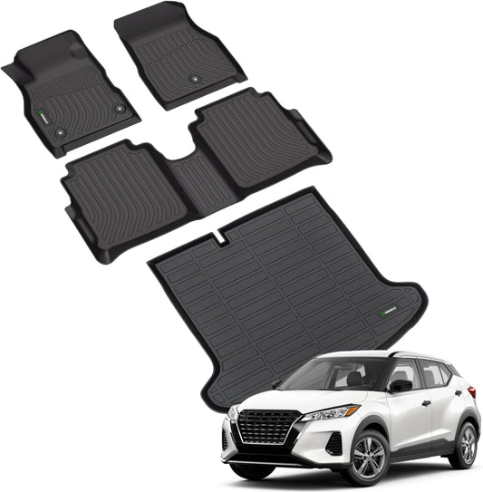 ANBINGO®-Floor Mats & Cargo Liner for Nissan Kicks 2018-2024 All Weather Protection TPE Anti-Slip Car Full Set Floor Liners Custom 2024 Kicks Mats Accessories