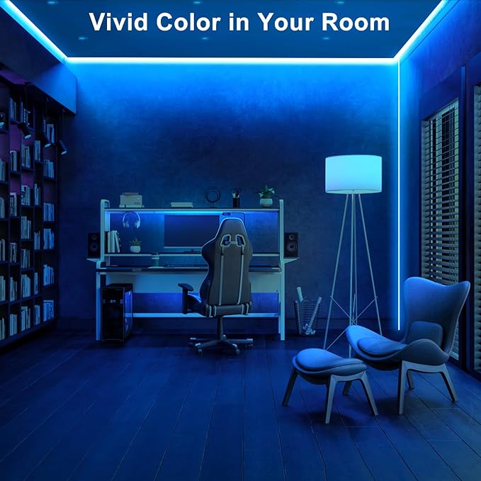 Tatazone 16.4ft Blue COB Led Strip Lights with RF Remote, Dimmable Bright Adhesive Indoor Led COB Light Strip for Cabinet, Paintings, Room, Bed