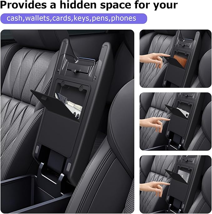 LUWU Center Console Cover Hidden Storage Box Compatible with 2025 Mitsubishi Outlander Silicon Material [2 in 1 Design] Armrest Cover Center Console Hidden Organizer Box (NOT for Outlander PHEV&Sport)