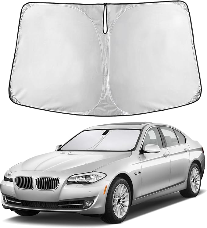 EcoNour Windshield Sunshade Compatible for BMW 5 Series 525i 520i 528i 530i 535d 535i 550i Series 2011-2014 2015 2016, Sun Visor for Window Sun Shade Cover, UV Protector, Car Accessories