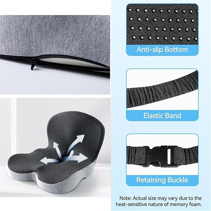 Back and Seat Cushion, Trucker Seat Cushions for Long Sitting, Car seat Cushion with Back Support, Seats Cushions for Lumbar Pain and Supporting The HIPS, Trucker Essentials (A)