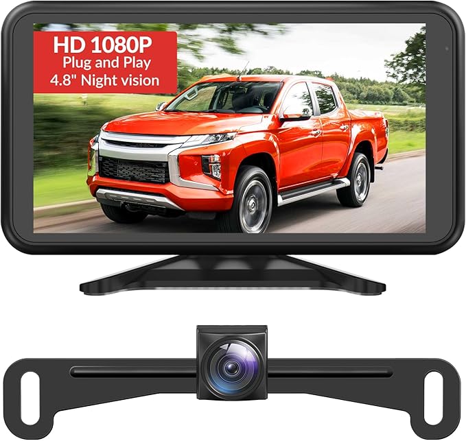 AUTO-VOX Backup Camera for Car Easy Setup Plug-Play: 4.8" 1080P No-Delay Clear Night Vision Rear View Camera, IP69K Waterproof 3X Zoom Back Up Camera Systems for Truck SUV Pickup Van