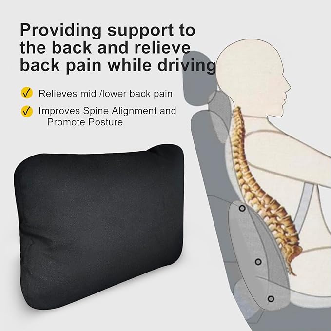 Graphene Lumbar Support Pillow for Car Driving Seat Relax Soft Lower Back Support Cushion for Sofa & Gaming Chair, Comfortable Couch Cushion with Machine Washable Cover(Black 2-Pack)