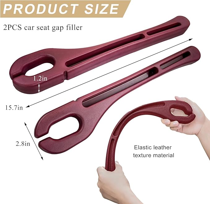 2 PCS Car Seat Gap Filler Organizer, Multifunctional Gap Fillers Between Seat and Center Console, Recessed Storage Organizer Stop Things from Dropping for Car Truck SUV (Red)