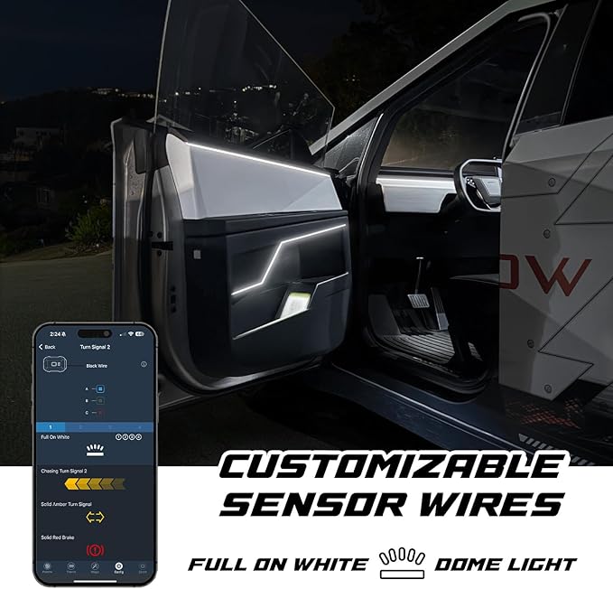 XKmax RGB Fiber Optic LED Interior Ambient Light Kit for Car & Truck | Color Chasing | App-Controlled (2pc 30" Strips)