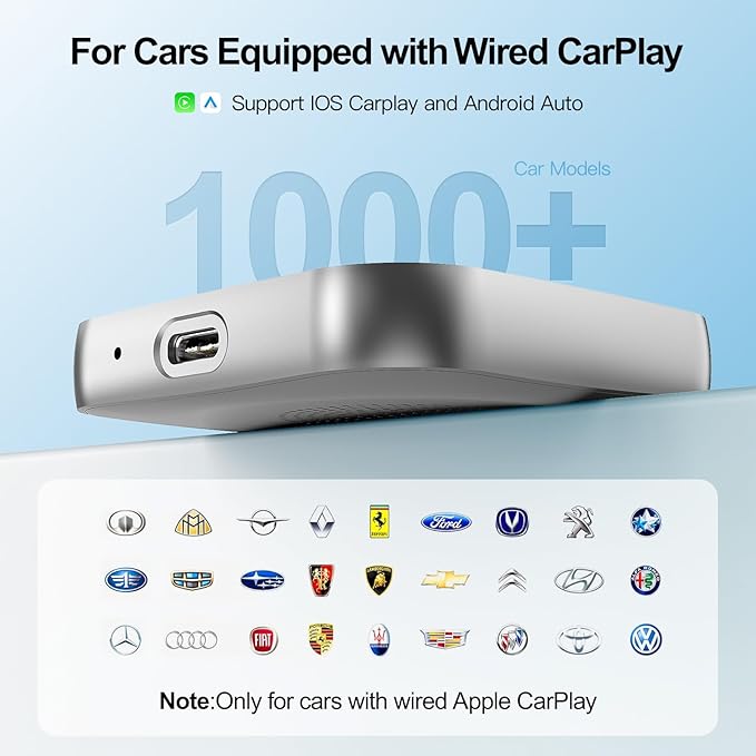 Wireless CarPlay Adapter 2026 Upgraded –AI Box Carplay Suitable for Apple iPhone & Android, with Compact Size, Plug-and-Play Convenience, and Fast, Stable Connection for CarPlay & Android Applications