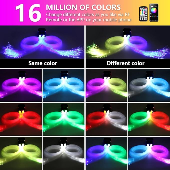 Starlight Headliner Kit,Twinkle + Music Sync Dual Color Fiber Optic Star Ceiling Lights with APP Remote Control, RGBW Star Lights for Car/Home Ceiling Decor, 1300pcs 9.8ft