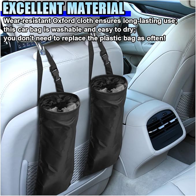 3PCS Hanging Car Garbage Bag for Back Seat - Universal Detachable Trash Bag Car Garbage Can with Elastic Opening, Washable Auto Trash Can Storage Bags for Outdoor Traveling & Home Use (3PCS)