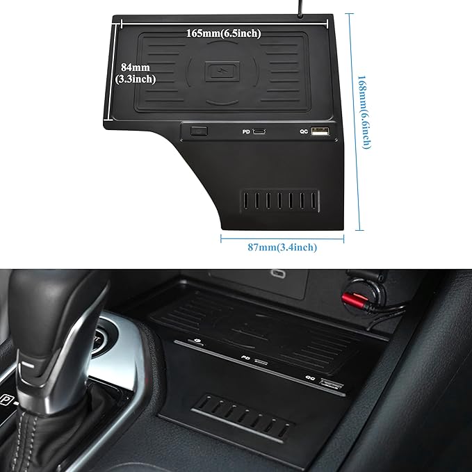 Car Wireless Charger for 2020+ Nissan Sentra, 30W Fast Charging USB-A USB-C 15W Wireless Charger Pad with Anti-Slip Silicon Mat for 2020-2024 Nissan Sentra S, SV, SR Accessories